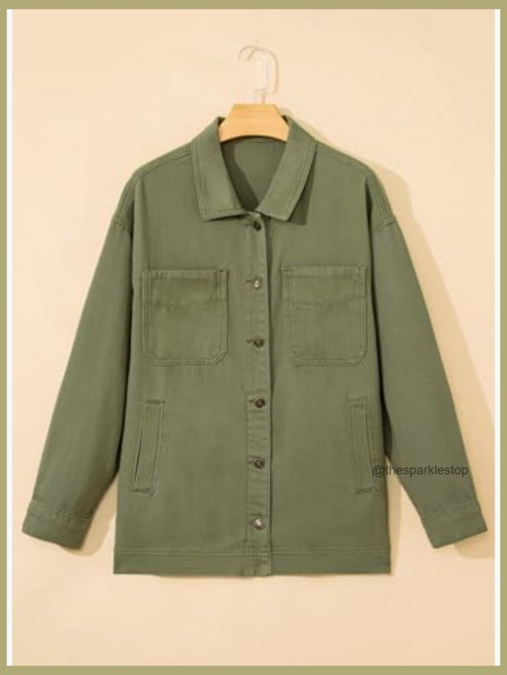 Oversized Boyfriend Denim Jacket with Split Hem, Cotton Blend, Button Front - Picture 4 of 7